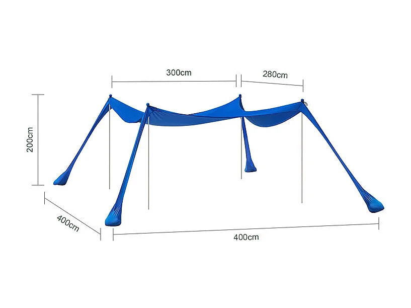 Tienda de Playa Lycra Carpas para Playa con Anclas de Bolsa de Arena para Picnic en la Playa Pesca Camping 400 x 400 x 200 cm OZT02-DB SoBuy ES