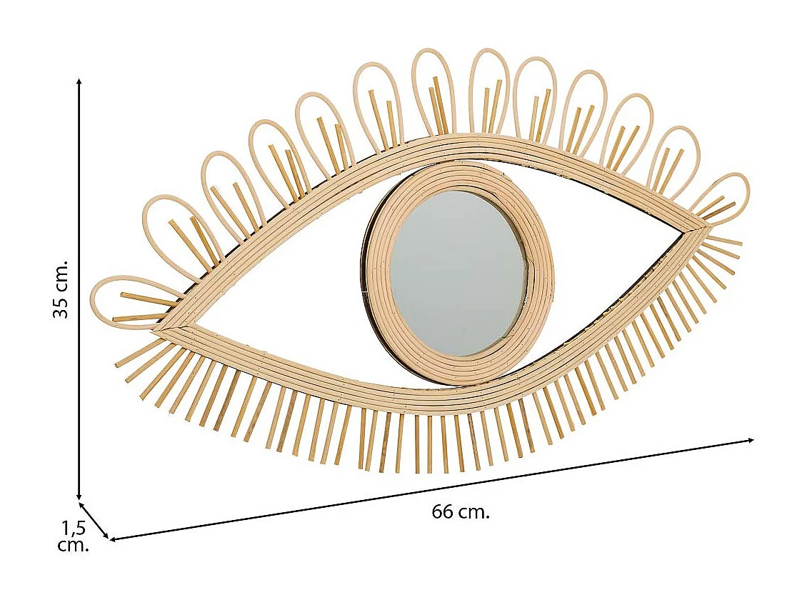 Espelho de vime marrom 66x35x1,5