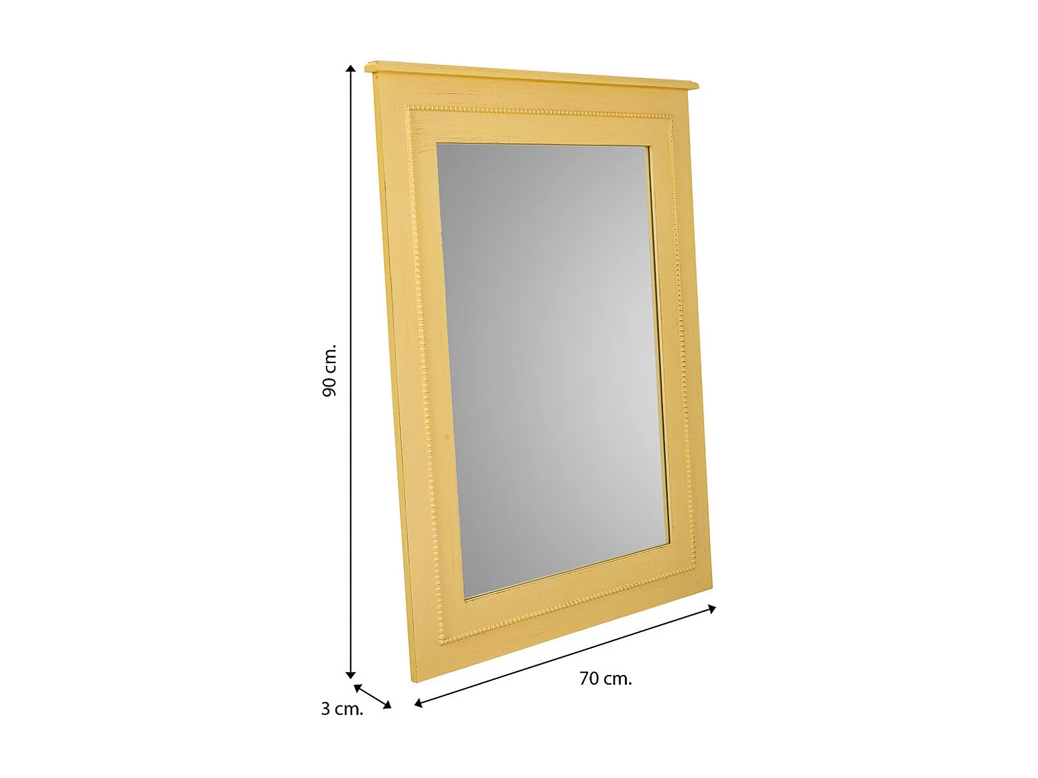 Gelber Holzspiegel 70x03x90h cm