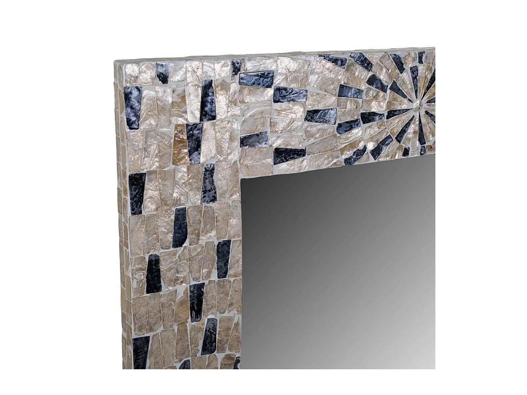 Miroir rectangulaire en bois avec finition en capiz noir 100x70x03h
