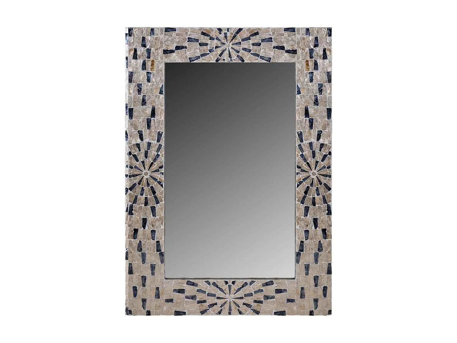 Miroir rectangulaire en bois avec finition en capiz noir 100x70x03h