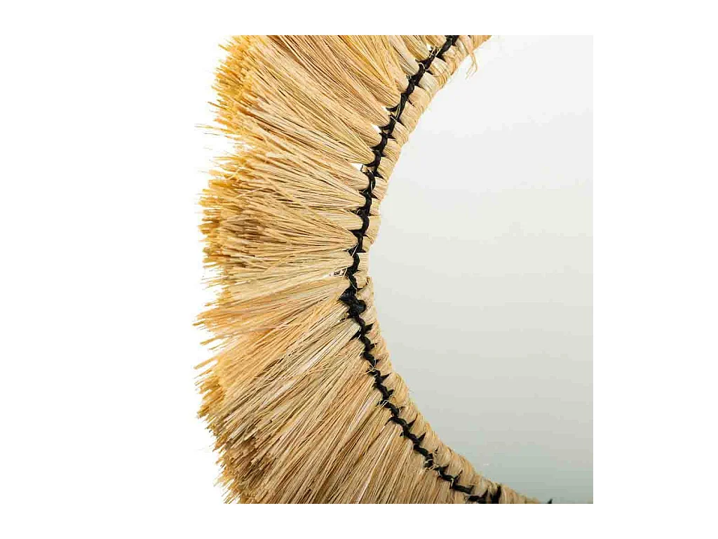 Miroir ovale en fibre naturelle marron 55x44x6h