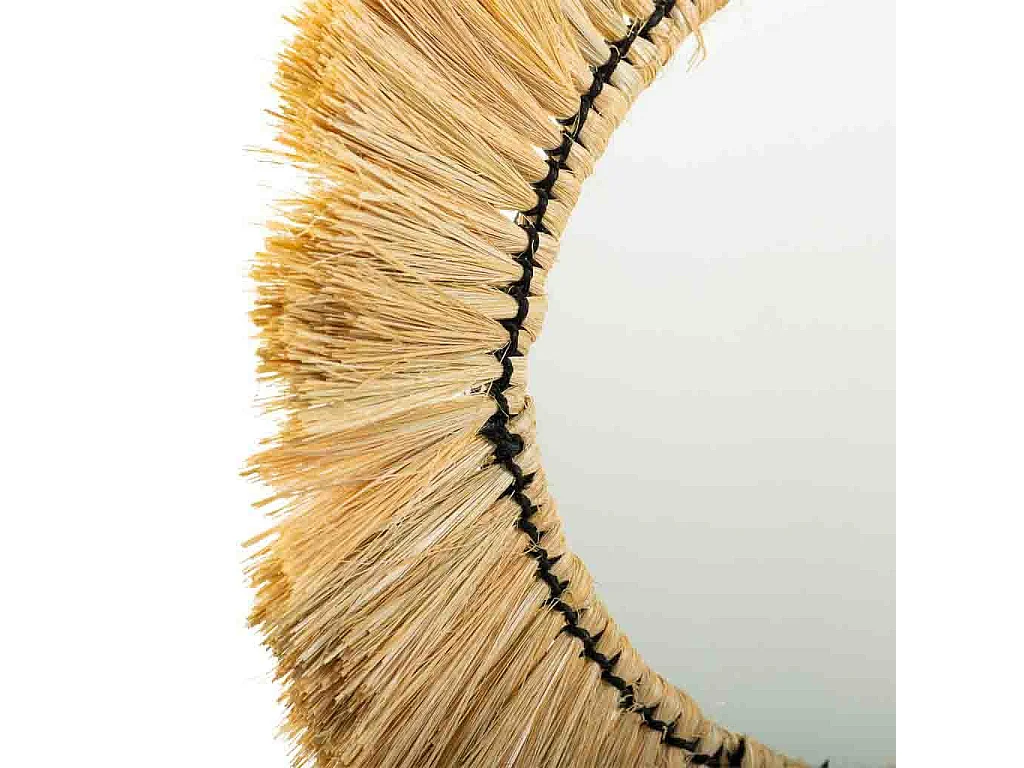 Specchio ovale in fibra naturale marrone 55x44x6h