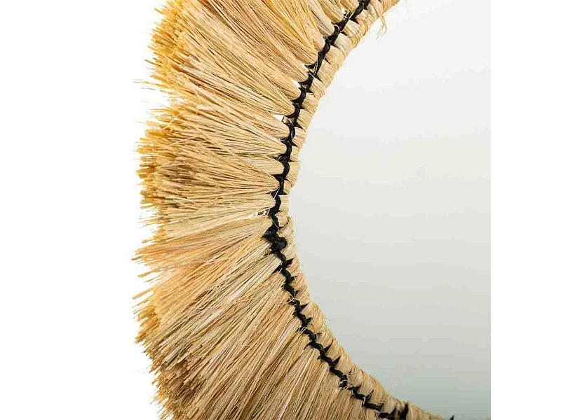 Espejo ovalado de fibra natural marrón 55x44x6