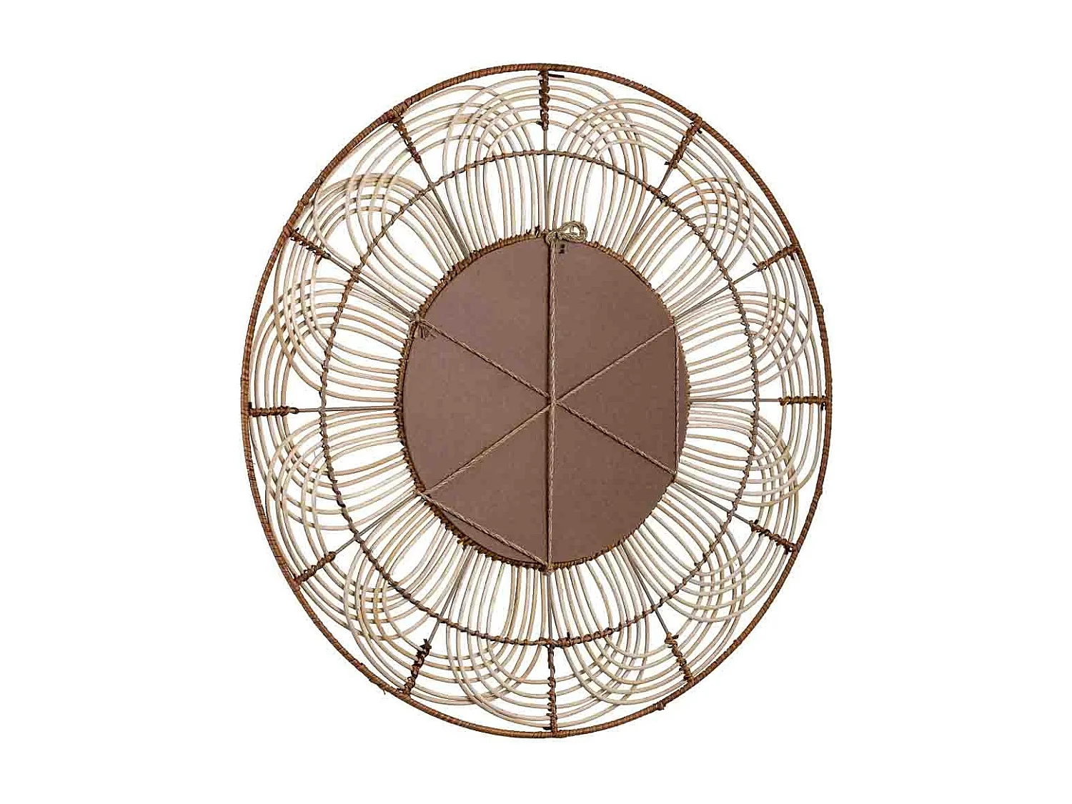 Espelho redondo de rattan marrom 61x61x03