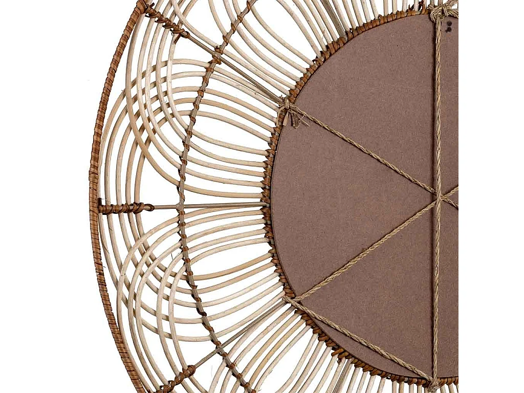 Espelho redondo de rattan marrom 61x61x03