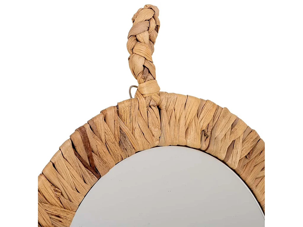 Miroir rond en fibre naturelle marron d35/25x02h