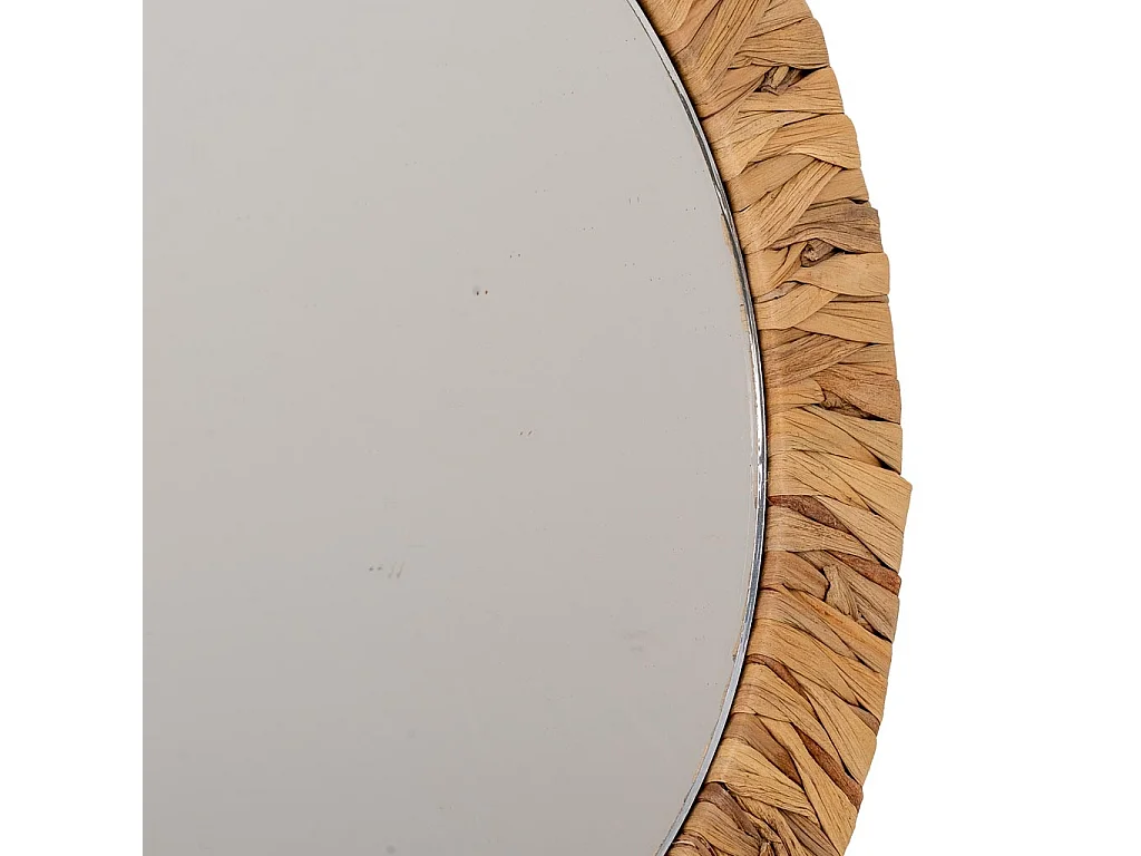 Espelho redondo de fibra natural marrom d35/25x02