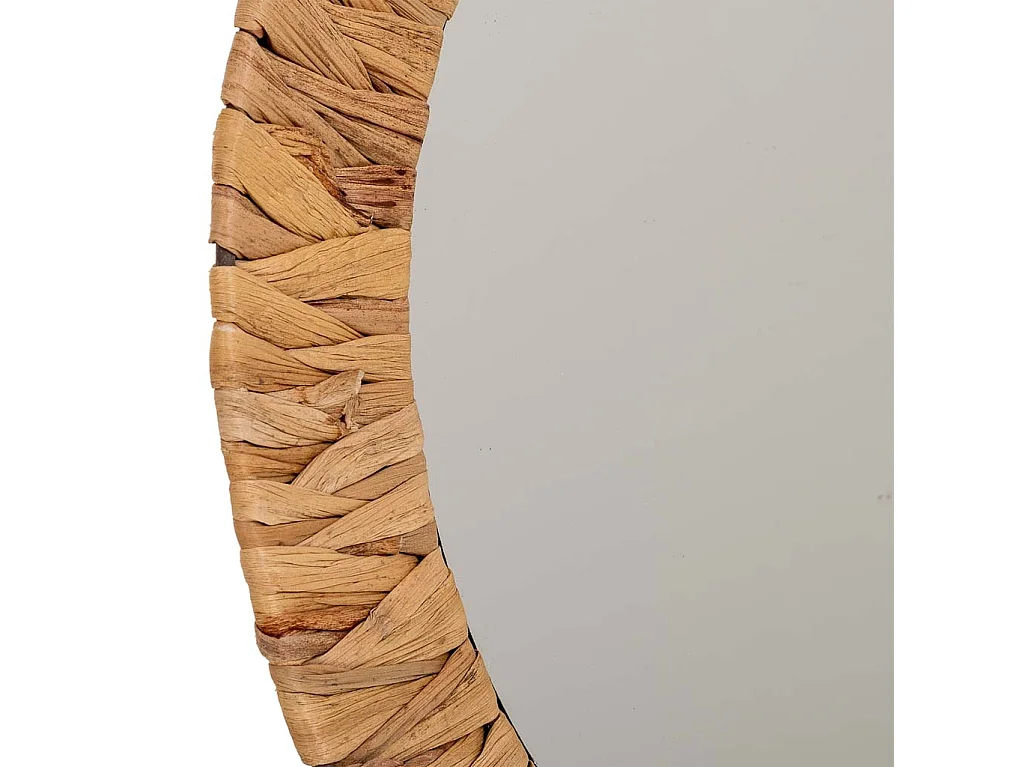 Espelho redondo de fibra natural marrom d35/25x02