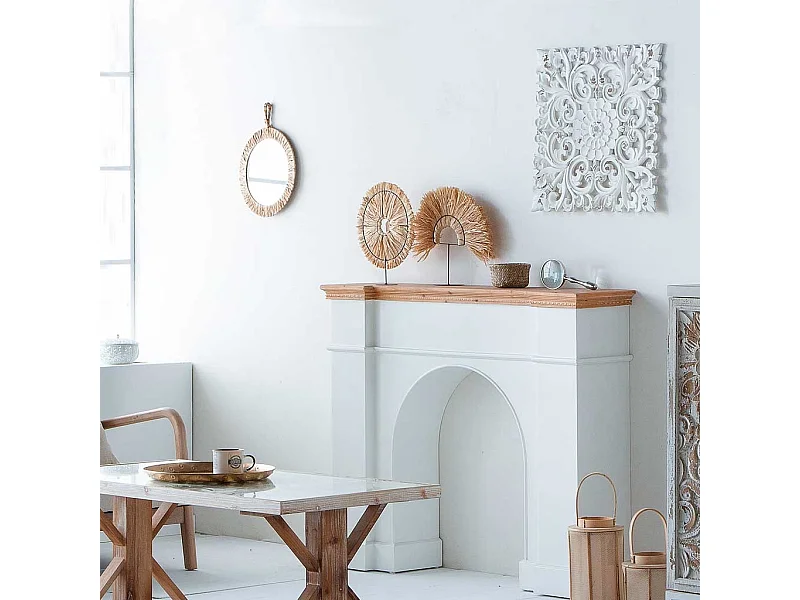 Runder brauner Naturfaserspiegel D35/25x02h cm