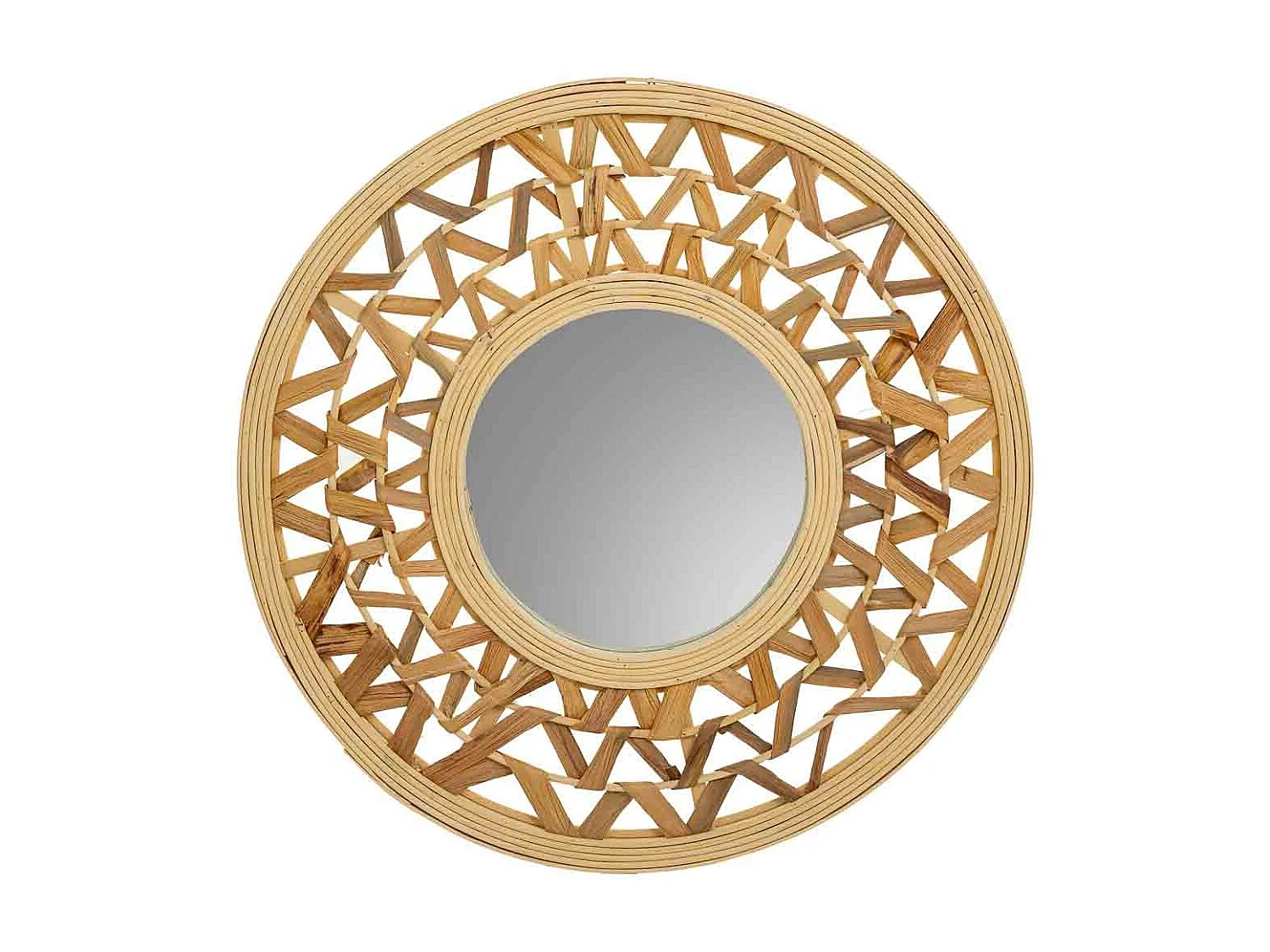 Espejo de bambú y fibra natural marrón d46,5x2