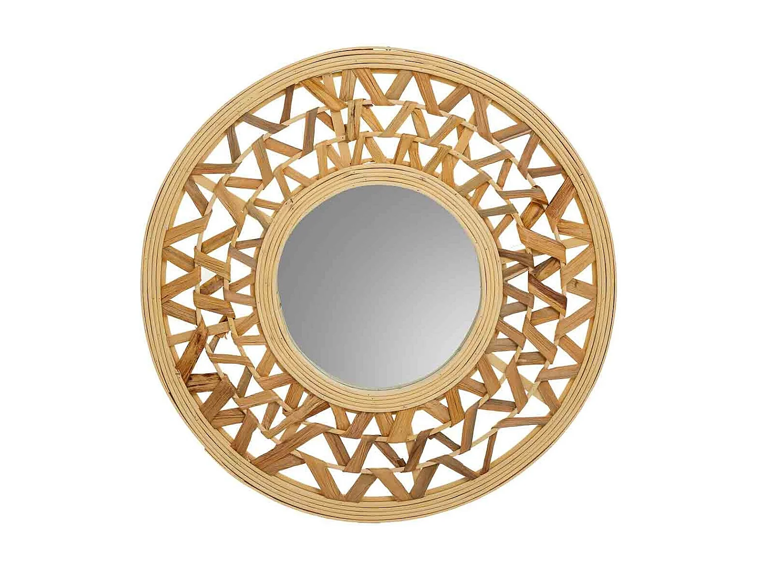 Espejo de bambú y fibra natural marrón d46,5x2