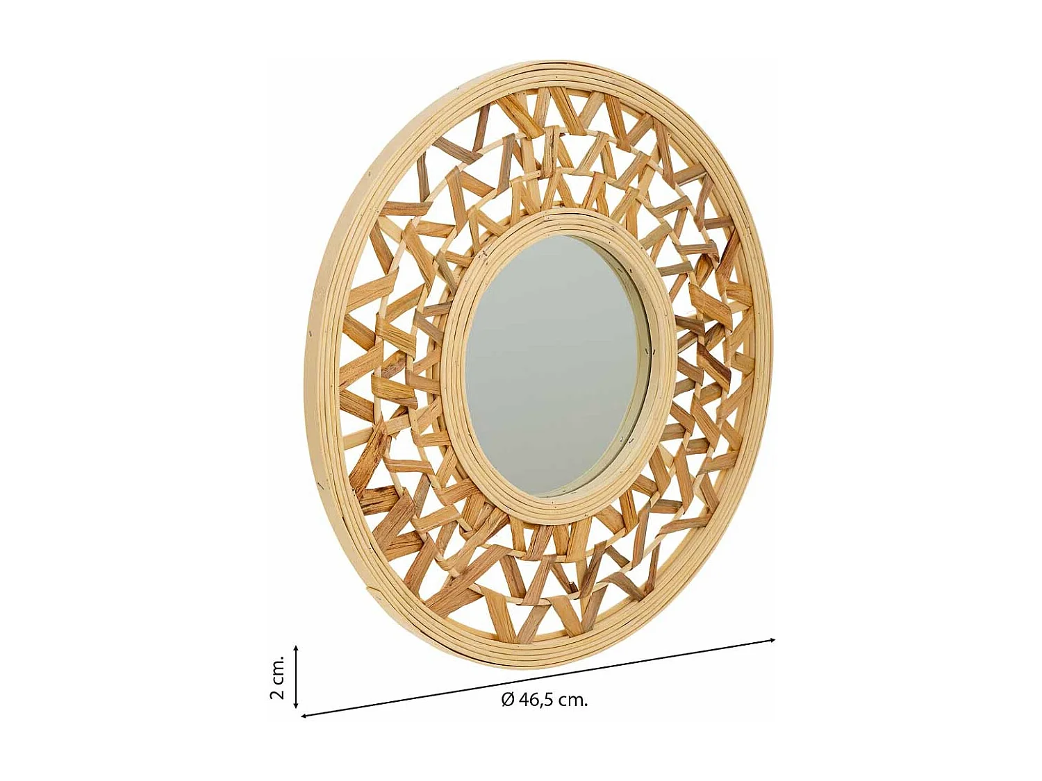 Espejo de bambú y fibra natural marrón d46,5x2