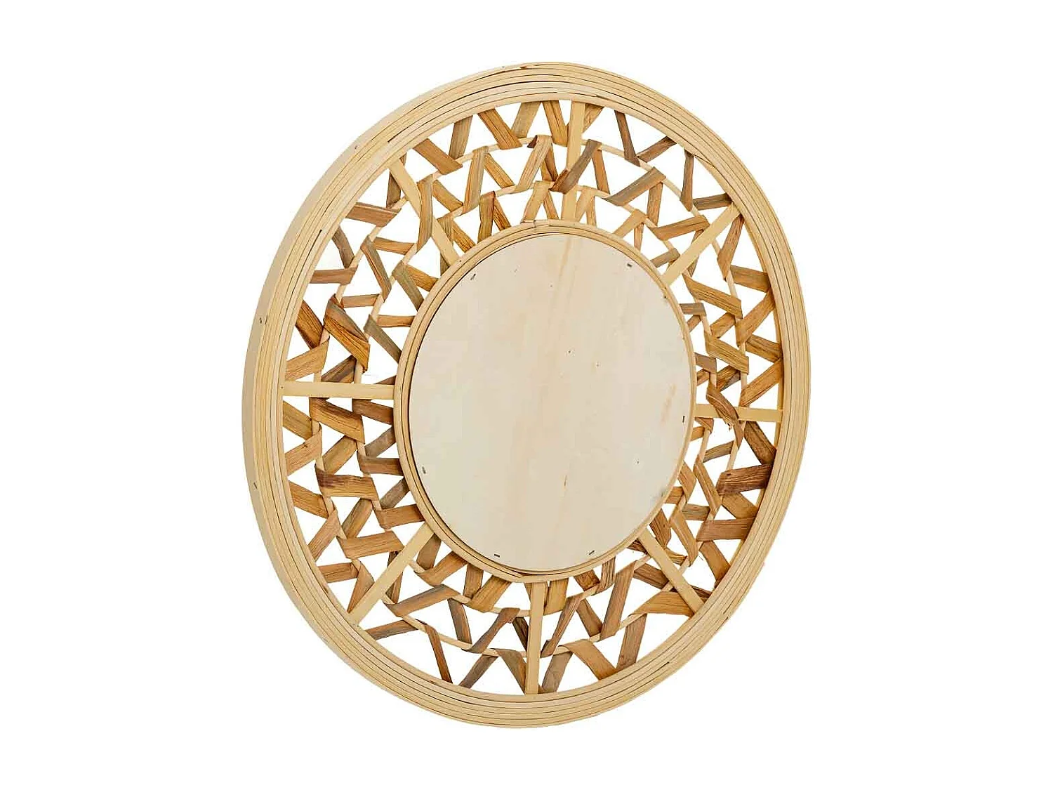Espejo de bambú y fibra natural marrón d46,5x2
