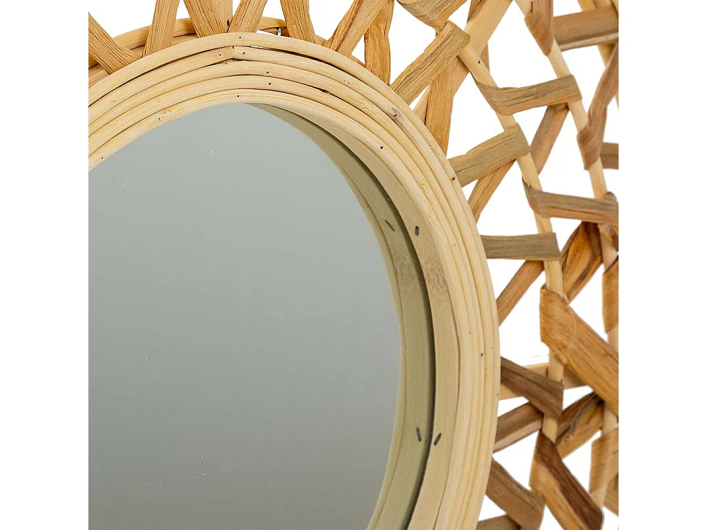 Espejo de bambú y fibra natural marrón d46,5x2