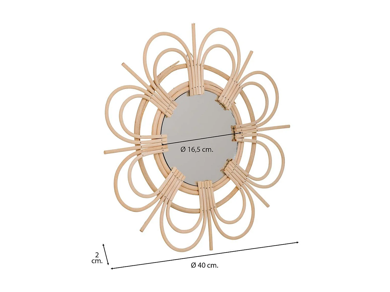 Specchio in bambù marrone d40/16,5x02h