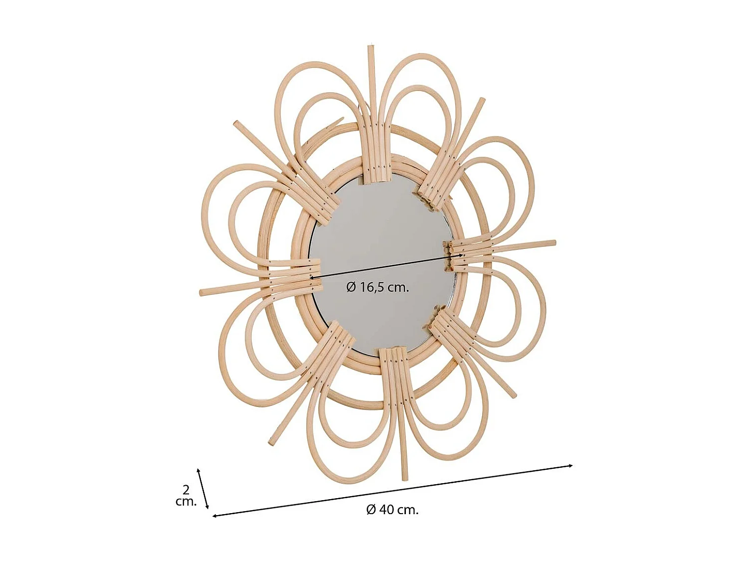 Espejo de bambú marrón d40/16,5x02