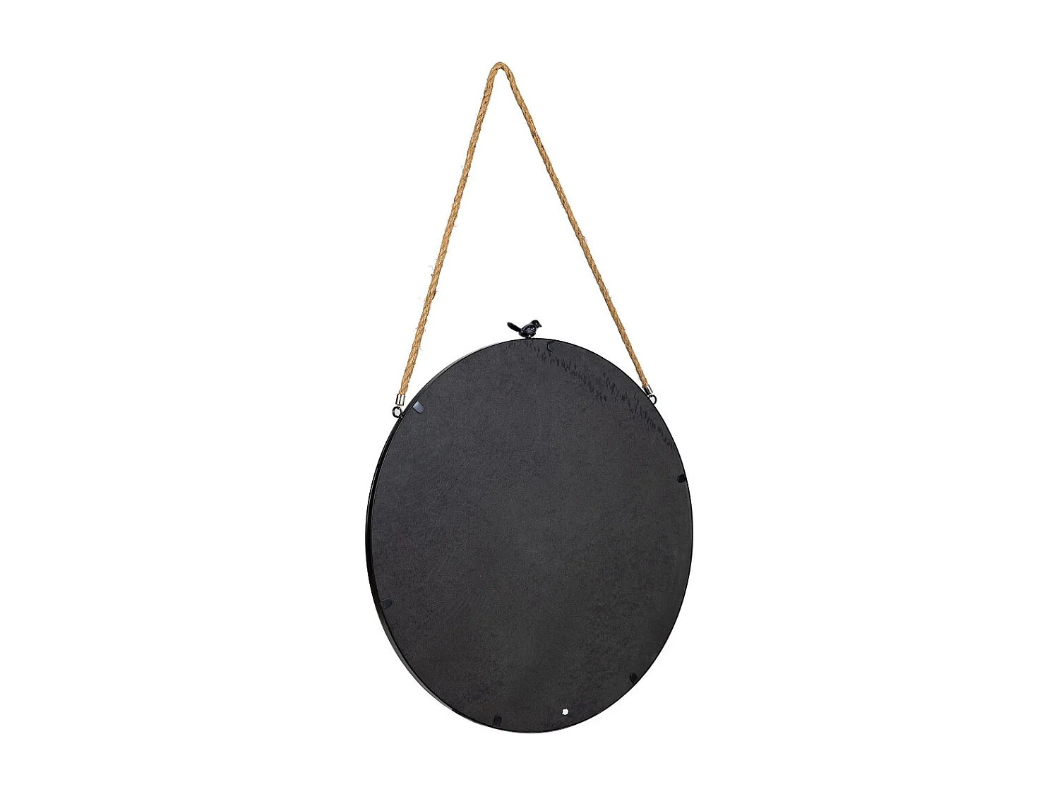 Specchio da parete in metallo nero e corda 60x1,5x60h