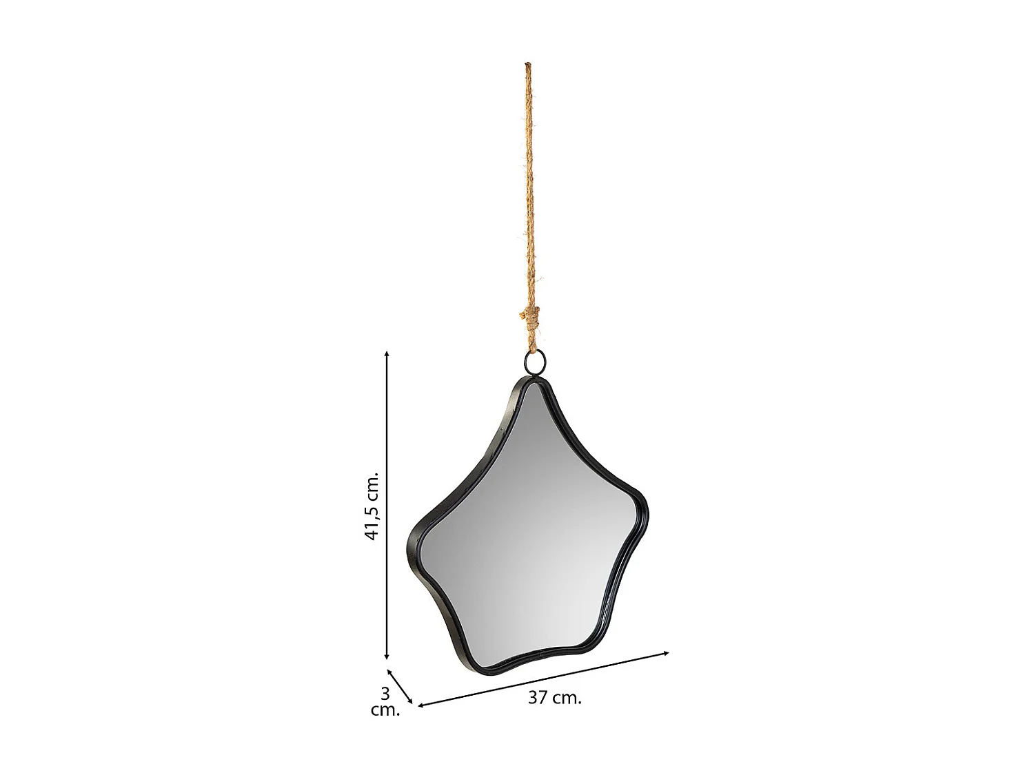 Espejo de metal y cuerda marrón 37x3x41.5