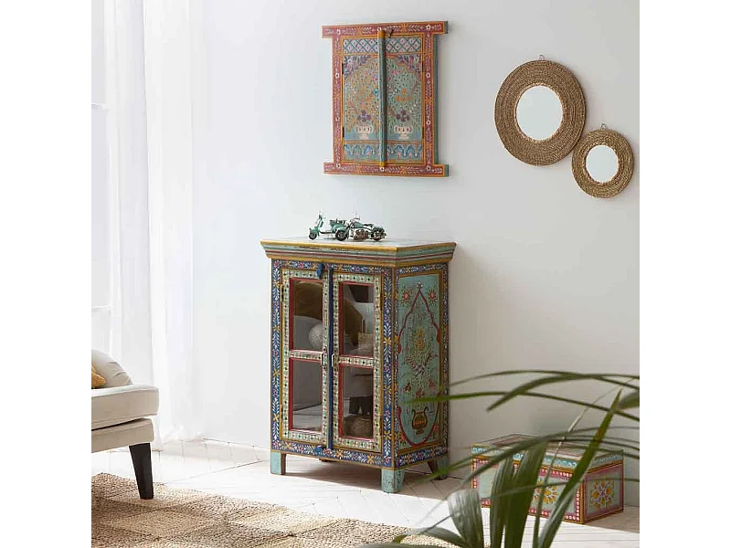 Miroir rond en fibre naturelle marron d25/13.5x02h