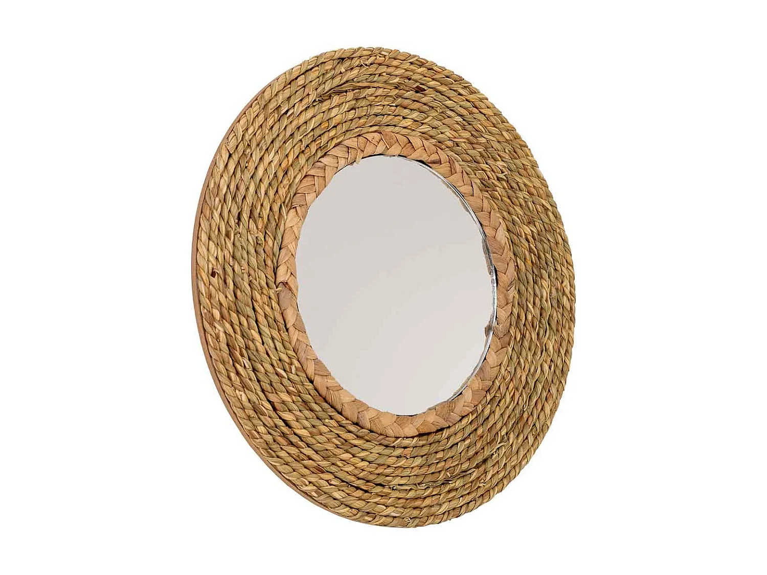 Miroir rond en fibre naturelle marron d25/13.5x02h