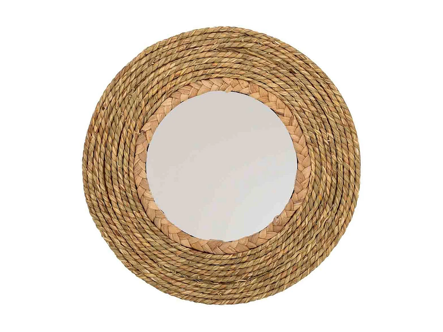 Miroir rond en fibre naturelle marron d25/13.5x02h