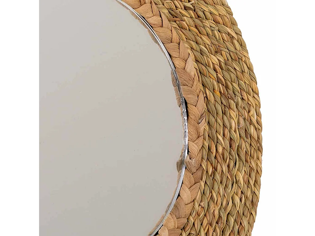 Miroir rond en fibre naturelle marron d25/13.5x02h
