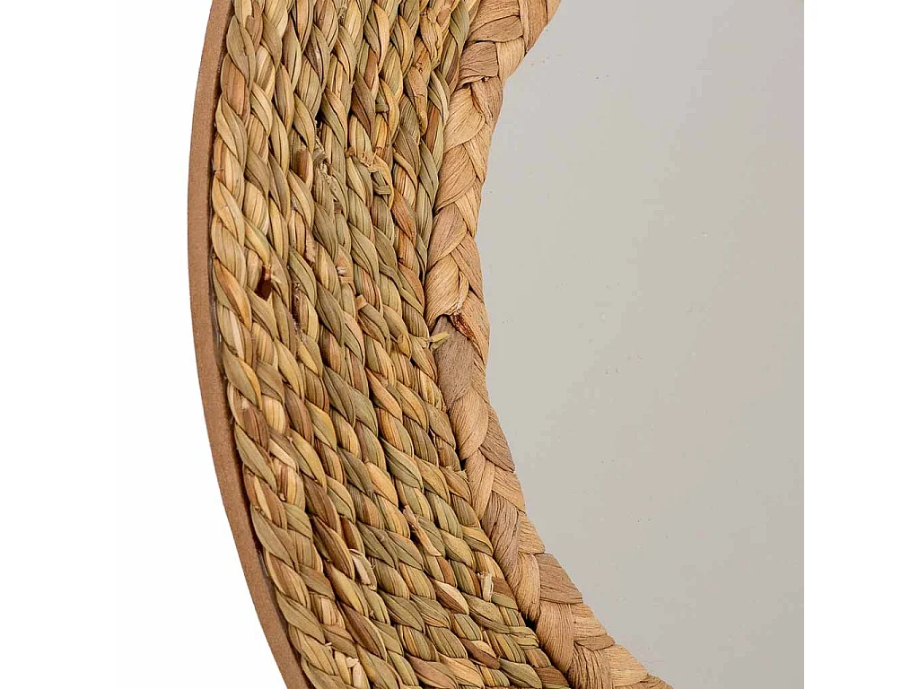 Miroir rond en fibre naturelle marron d25/13.5x02h