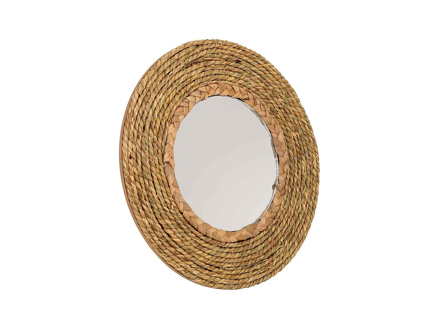 Espejo redondo de fibra natural marrón d25/13.5x02