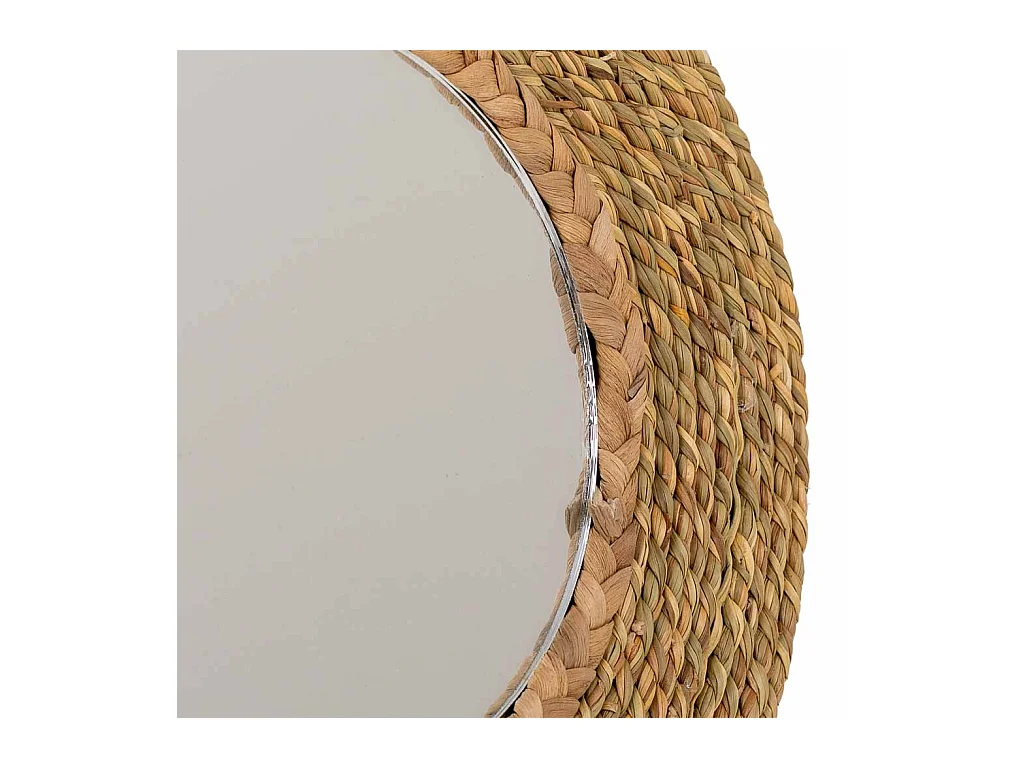 Espejo redondo de fibra natural marrón d25/13.5x02