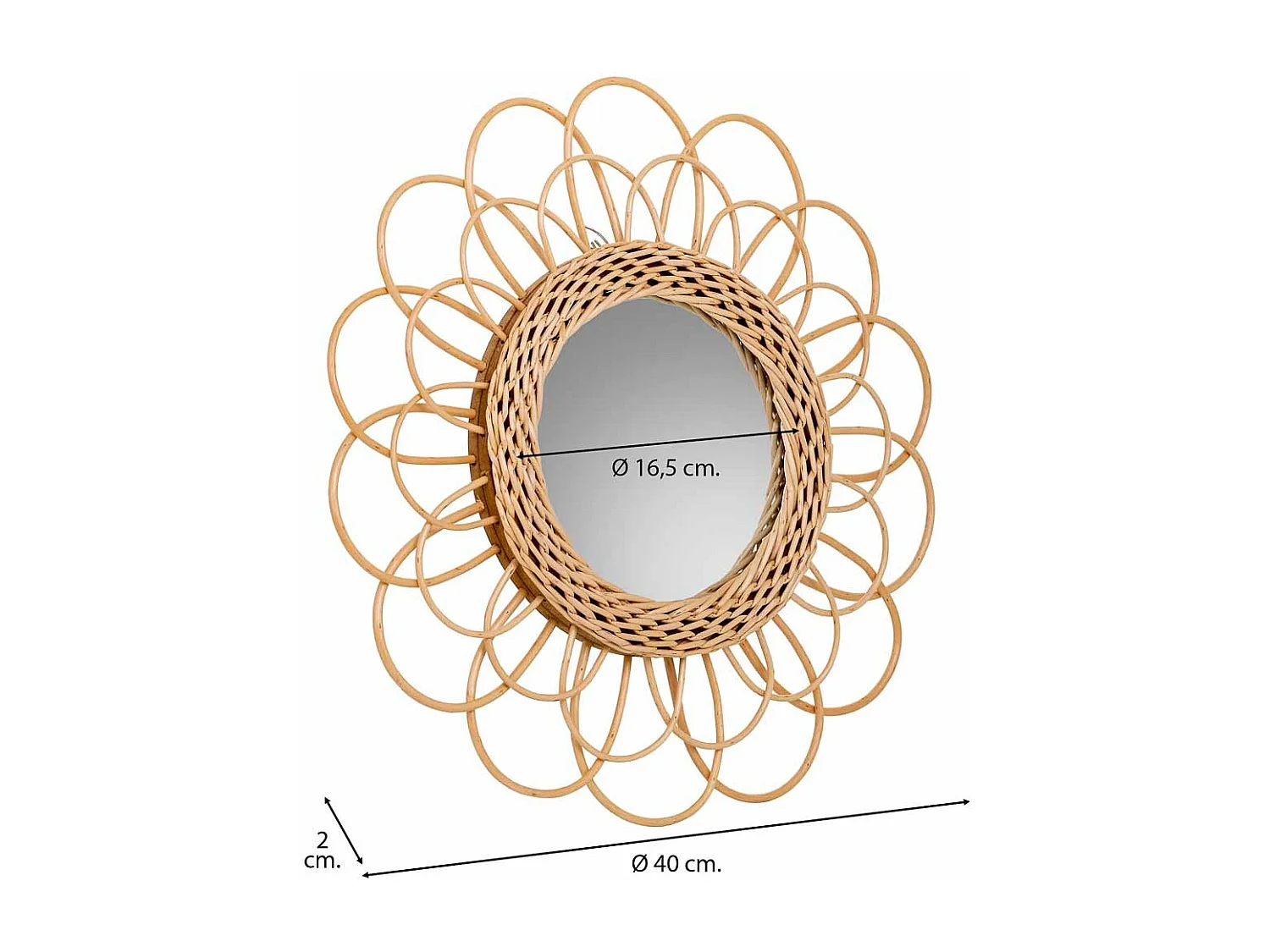 Brauner Bambusspiegel d40/16,5x02h cm