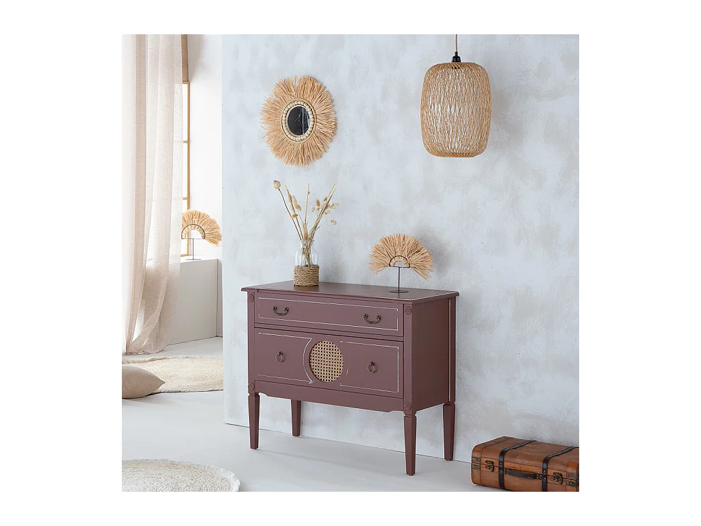 Miroir rond en fibre naturelle marron d44/13,5x02h