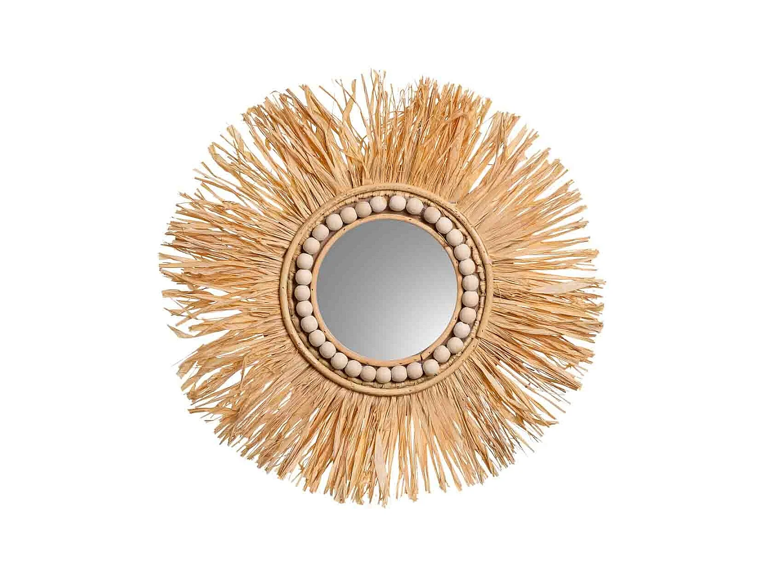 Espejo redondo de fibra natural marrón d44/13,5x02