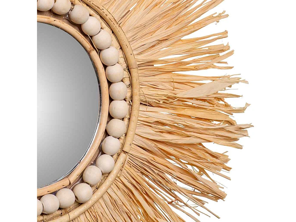 Espejo redondo de fibra natural marrón d44/13,5x02