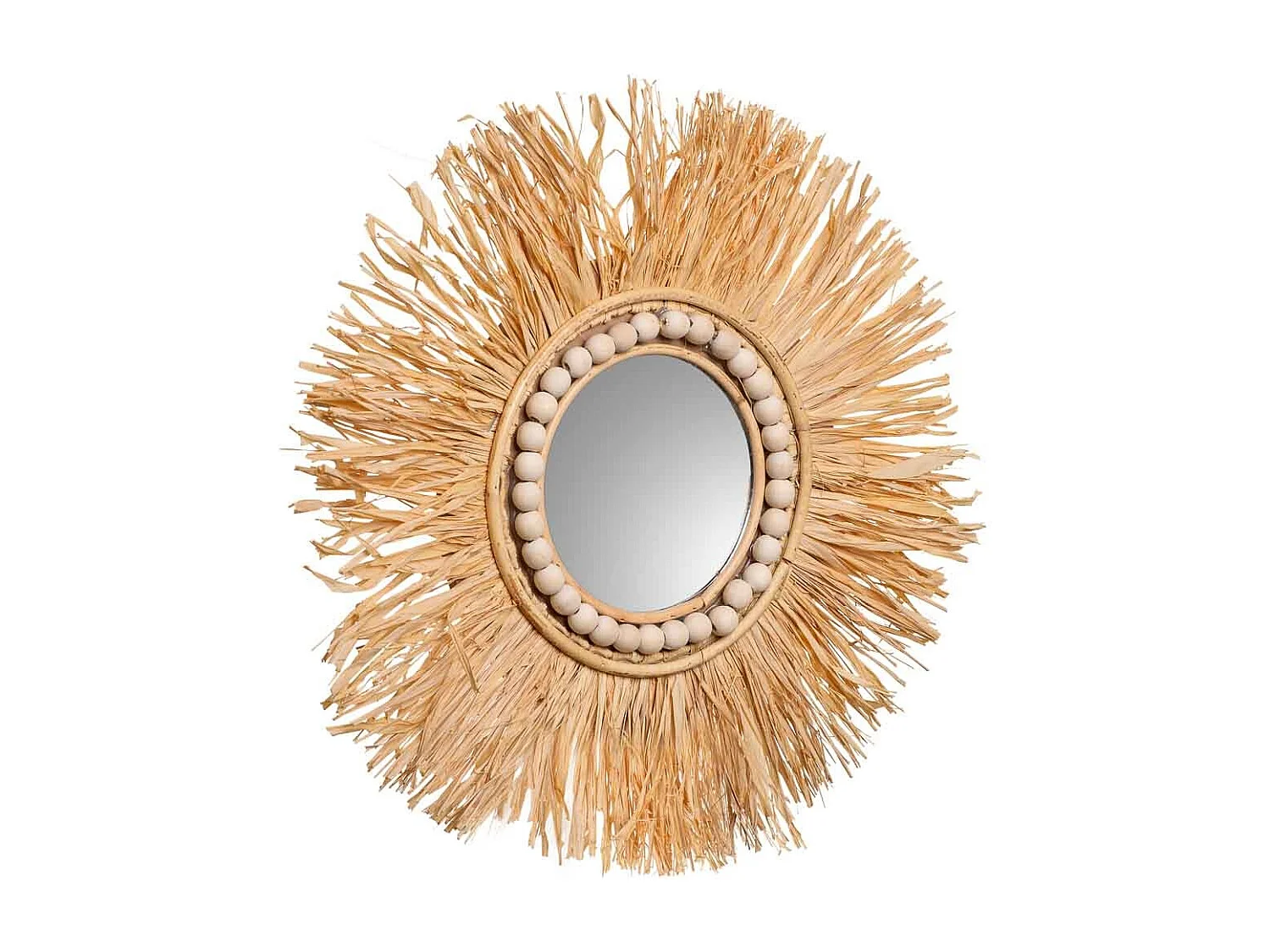 Specchio rotondo in fibra naturale marrone d44/13,5x02h