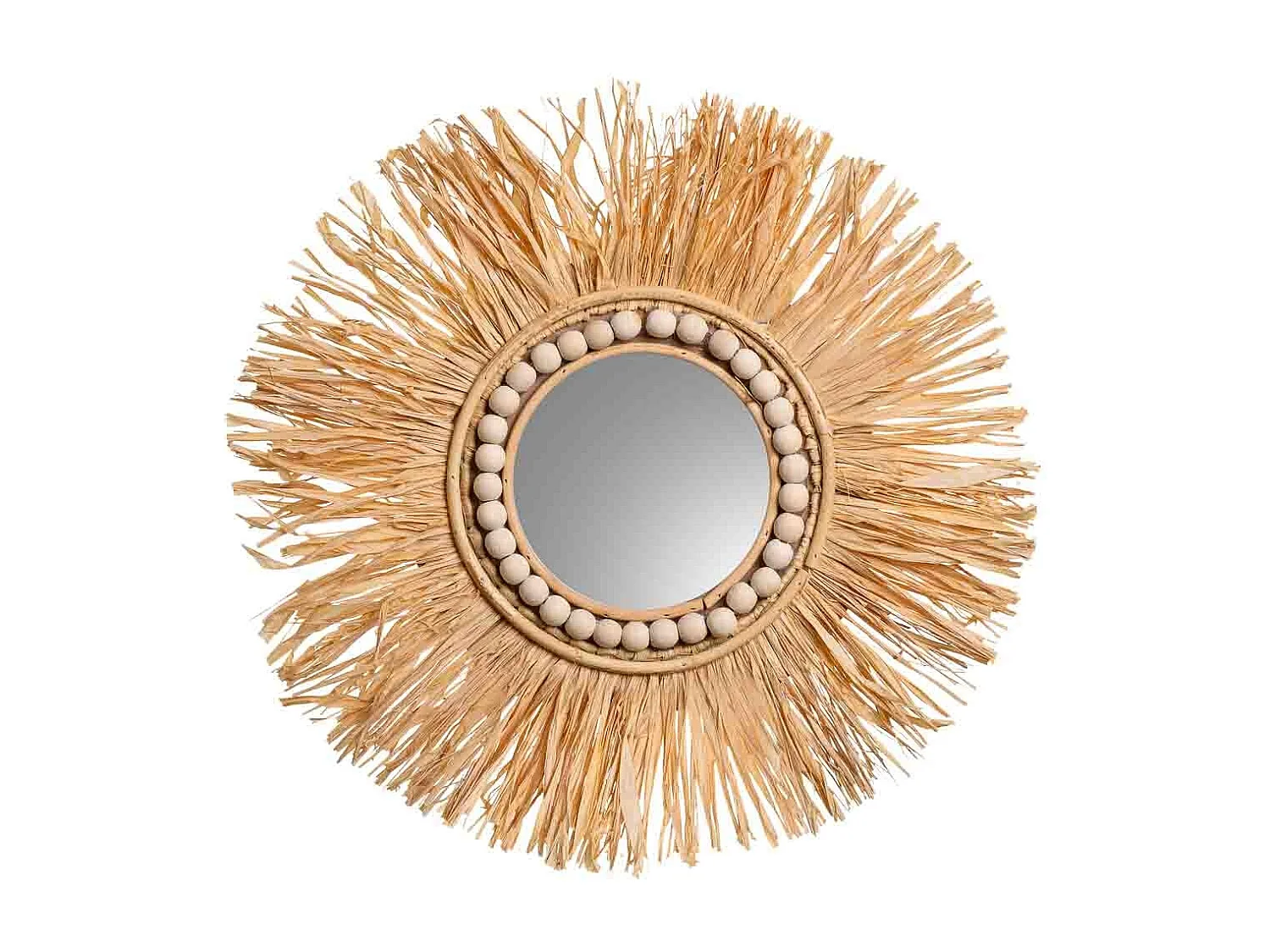 Specchio rotondo in fibra naturale marrone d44/13,5x02h