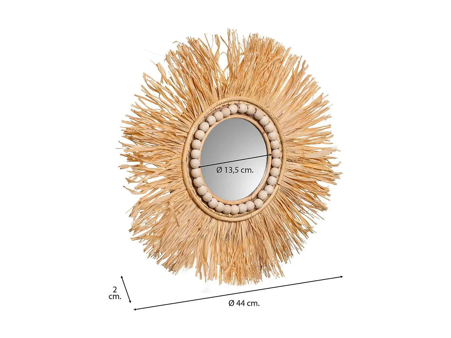 Specchio rotondo in fibra naturale marrone d44/13,5x02h
