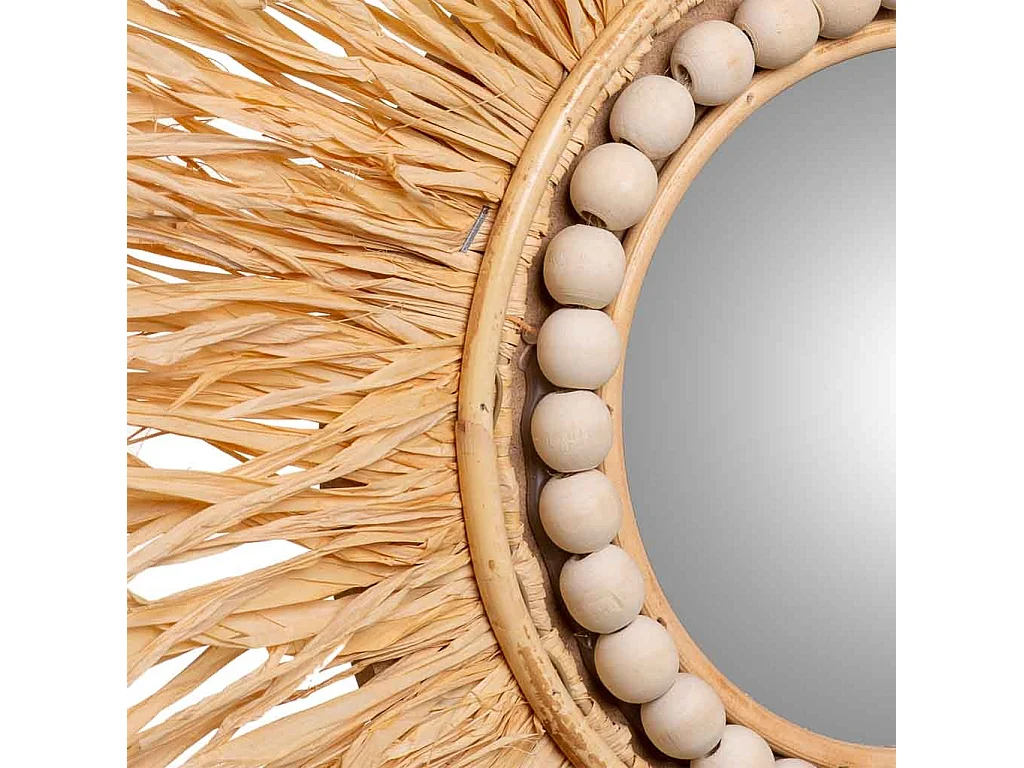 Specchio rotondo in fibra naturale marrone d44/13,5x02h