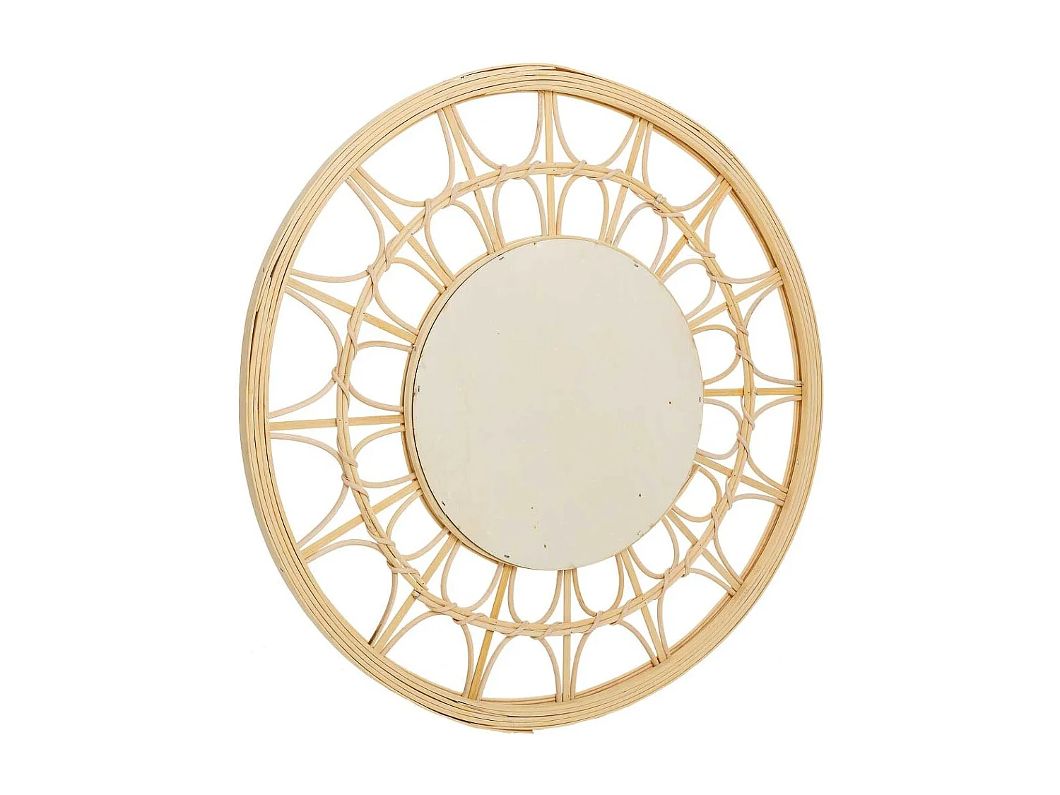 Brauner Spiegel aus Rattan und Bambus, T56x2h cm