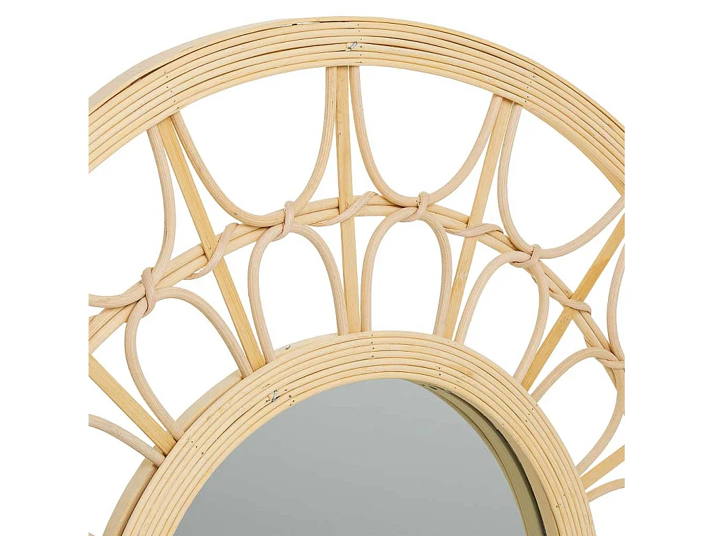 Brauner Spiegel aus Rattan und Bambus, T56x2h cm