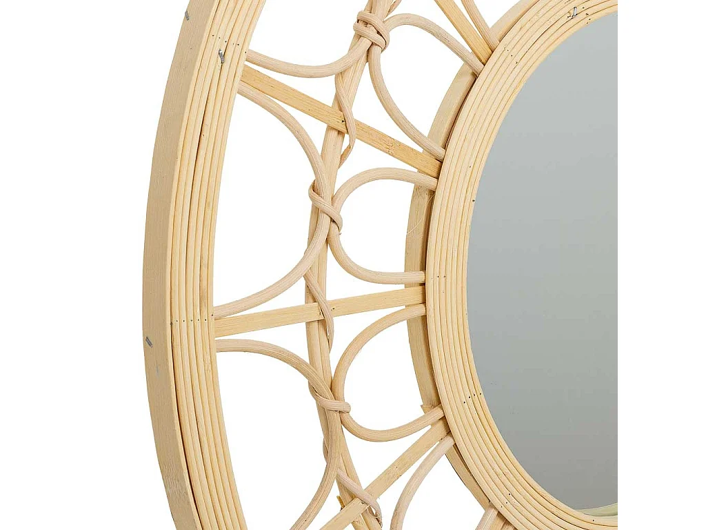 Brauner Spiegel aus Rattan und Bambus, T56x2h cm
