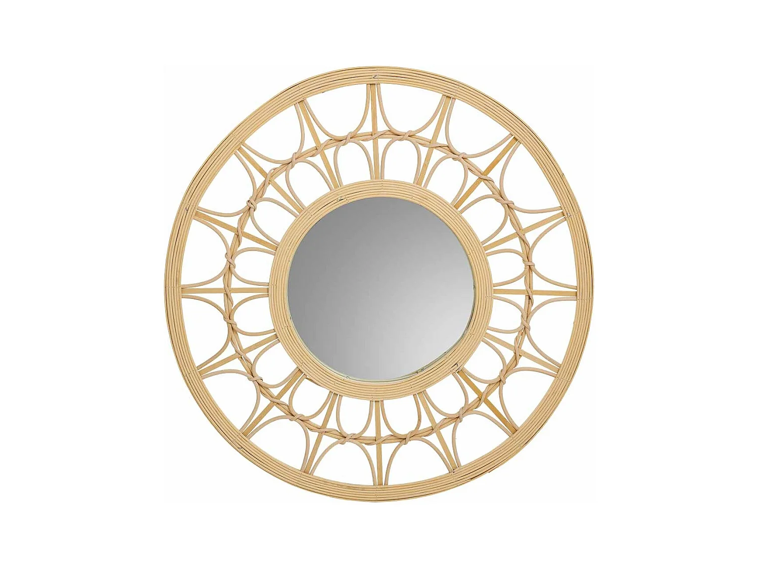 Miroir en rotin et bambou marron d56x2h