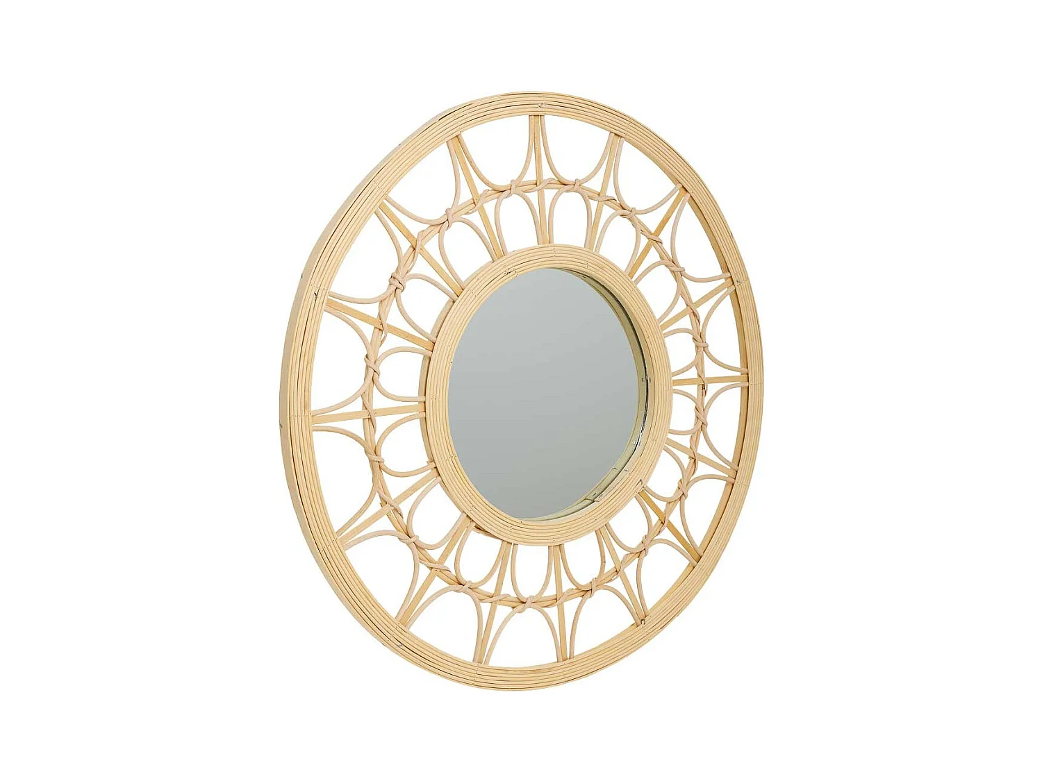 Espejo de ratán y bambú marrón d56x2