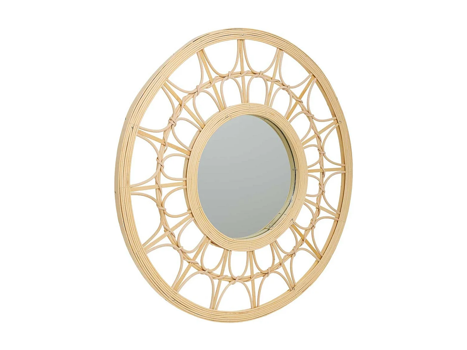 Espejo de ratán y bambú marrón d56x2