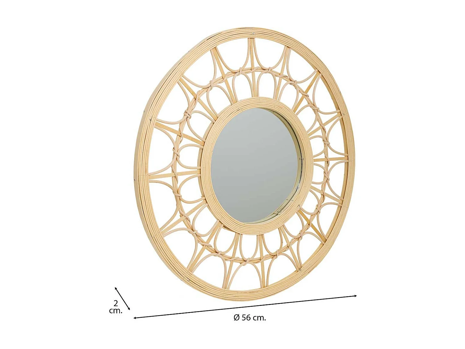 Espejo de ratán y bambú marrón d56x2