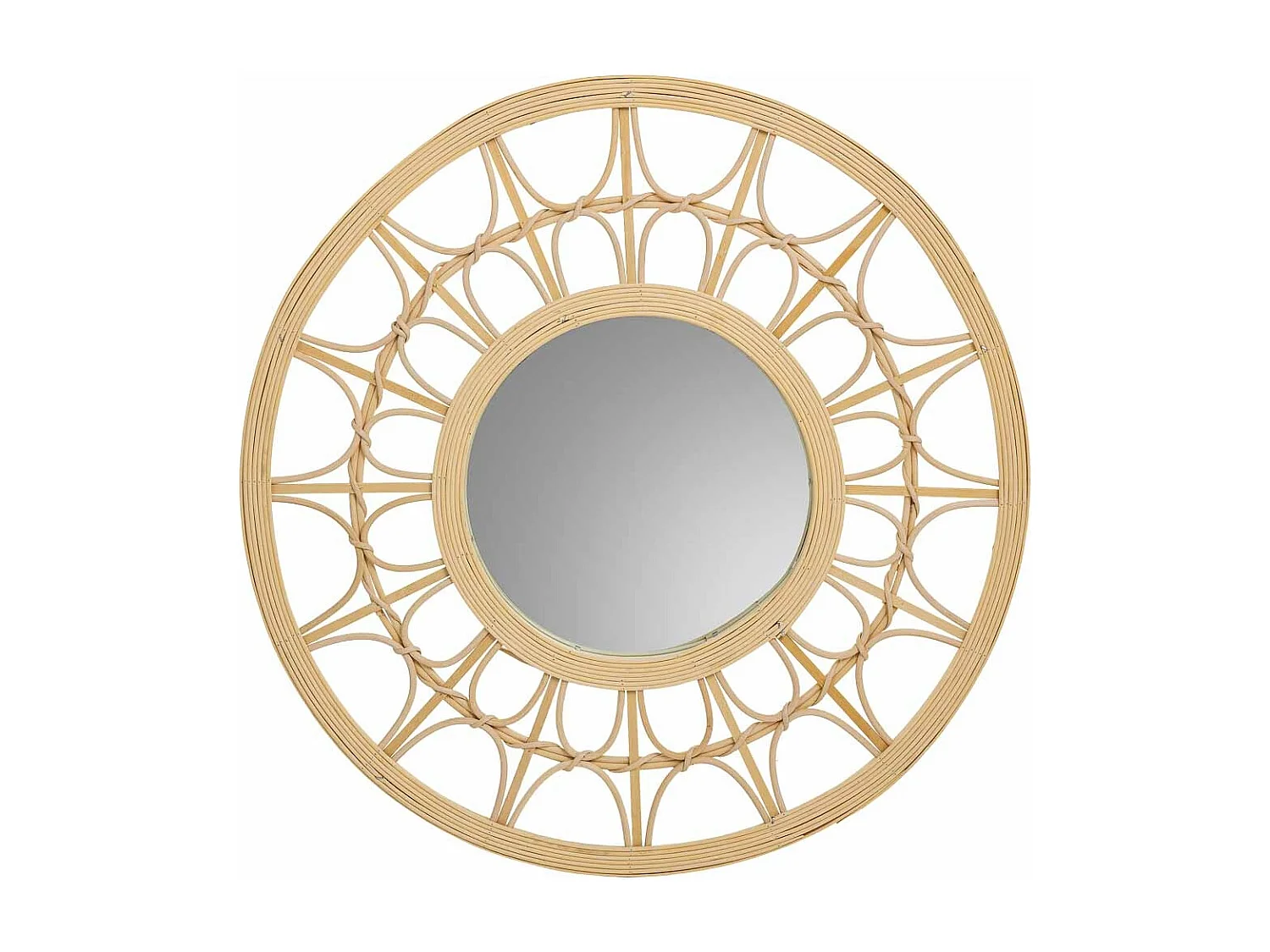 Specchio in rattan e bambù marrone d56x2h