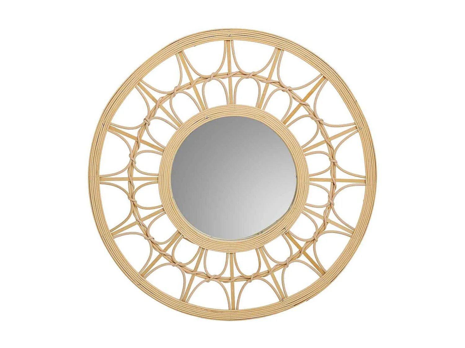 Specchio in rattan e bambù marrone d56x2h