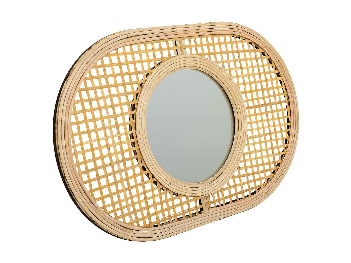 Espejo de bambú marrón 42x28x1