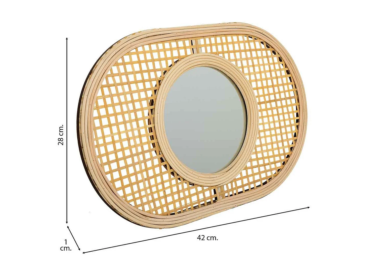 Espejo de bambú marrón 42x28x1