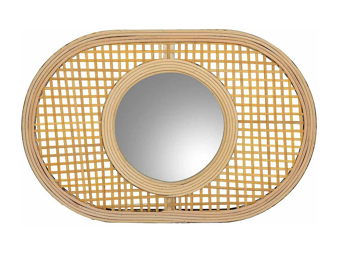 Espelho de bambu marrom 42x28x1